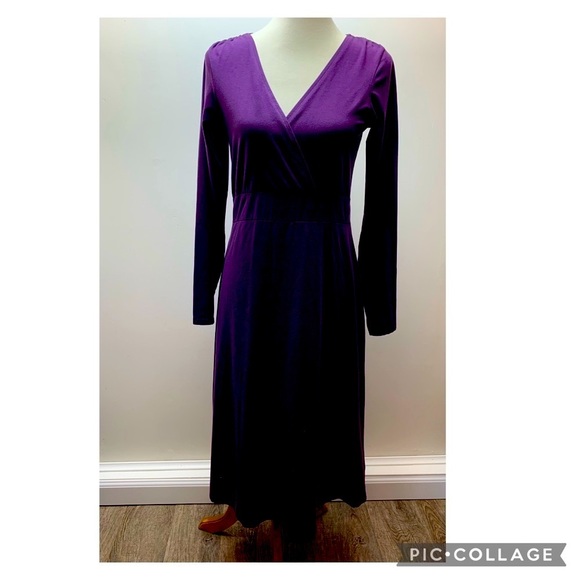 L.L. Bean Dresses & Skirts - L.L. Bean purple wrap bodice long sleeve dress M